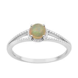 5MM Round Shape Opal 925 Sterling Silver Solitaire Split Shank Women Ring Sz.7